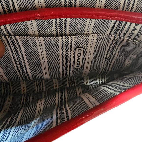 Coach Straw Rafia Flap Clutch Wristlet Natural/Tangerine - Picture 6 of 9